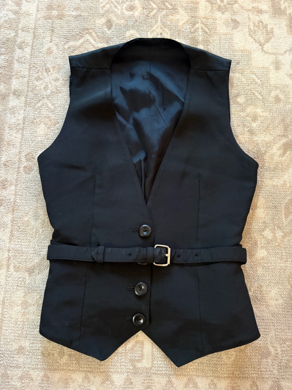 Balenciaga Black Tailored Belted Vest 2007 ready wear
